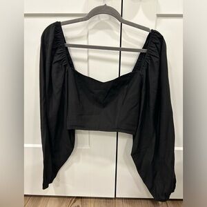 Forever 21 Black Crop Top with Long Sleeves Small